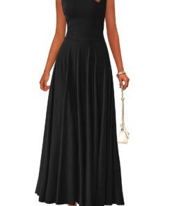 Womens Summer Dresses 2025 Casual Sleeveless Crewneck Aline Maxi Dress Stretch Tank Flowy Long Dresses