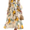 Women's Long Sleeve Boho Floral Maxi Dress Summer Fall Wedding Guest Dress