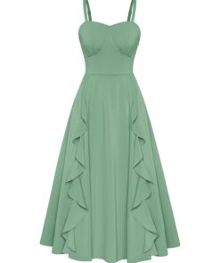 Sun Dresses for Women 2025 Boho Midi Dresses Casual Spaghetti Ruffle Dress Wedding Guest Dresses for