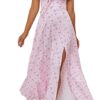 Women's Summer Puff Sleeve Floral Split Maxi Dress Flowy A Line Casual Beach Long Dresses 2025
