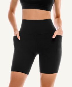 Womens Biker Shorts with Pockets, High Waisted Yoga Shorts for Women Running Gym and Workout