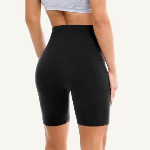 Womens Biker Shorts with Pockets, High Waisted Yoga Shorts for Women Running Gym and Workout - Image 4