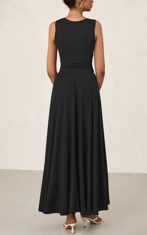 Womens Summer Dresses 2025 Casual Sleeveless Crewneck Aline Maxi Dress Stretch Tank Flowy Long Dresses - Image 4