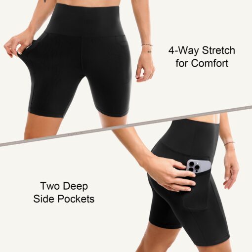 Womens Biker Shorts with Pockets, High Waisted Yoga Shorts for Women Running Gym and Workout - Image 5