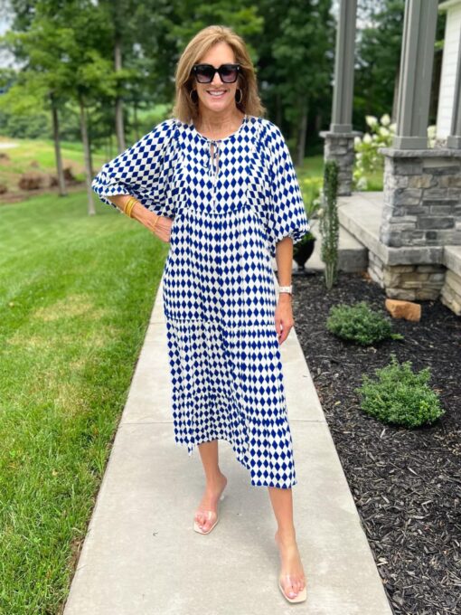 Womens Loose Fit Casual Summer V Neck Half Sleeve Bohemian Geometric Pattern Maxi Long Dresses - Image 5
