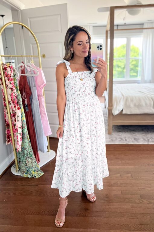 Women's Summer Boho Floral Beach Dress, A Line Maxi, Square Neck, Ruffle Hem - Image 7