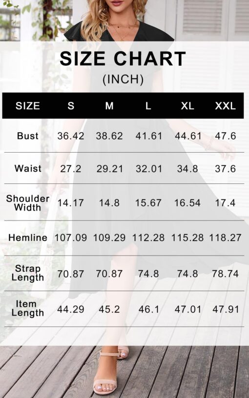 Women's 2025 Summer Cross Midi Dress Casual Boho Deep V Neck Short Sleeve Ruffle Hem Split Beach Long Dresses - Image 6